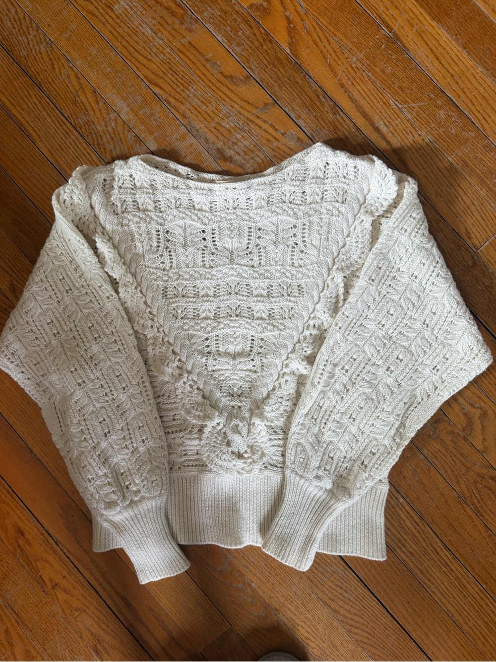 Sezane Cream Cable-Knit V-Neck Sweater - Picture 5 of 12